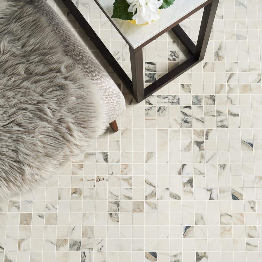 Calacatta Rustico Matte Porcelain Mosaic Tile for Indoor and Outdoor Use
