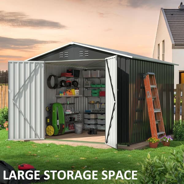 junyasts　キャビネット×2個 NETAJE 7.7 ft. W x 7.7 ft. D Metal Outdoor Storage Shed with