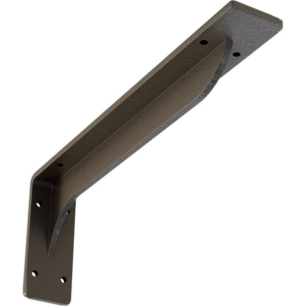 Ekena Millwork 2 in. x 5 1/4 in. x 14 in. Hammered Dark Bronze Embrey Steel Bracket
