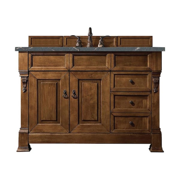 James Martin Vanities Brookfield 48.0 in. W x 23.5 in. D x 34.3 in. H Single Bathroom Vanity in Country Oak with Parisien Bleu Quartz Top