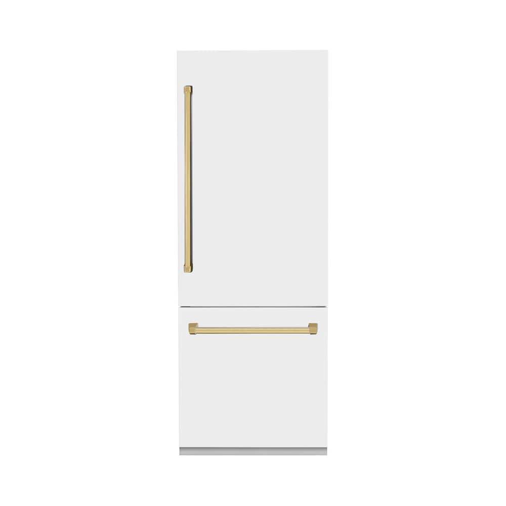 ZLINE 36-Inch 19.6 cu. ft. Built-In 3-Door French Door Refrigerator with  Internal Water and Ice Dispenser in White Matte (RBIV-WM-36)