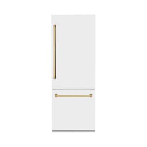 Autograph Edition 30 in. 2-Door Bottom Freezer Refrigerator in White Matte & Polished Gold
