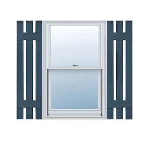 12 in. W x 35 in. H Vinyl Exterior Spaced Board and Batten Shutters Pair in Classic Blue