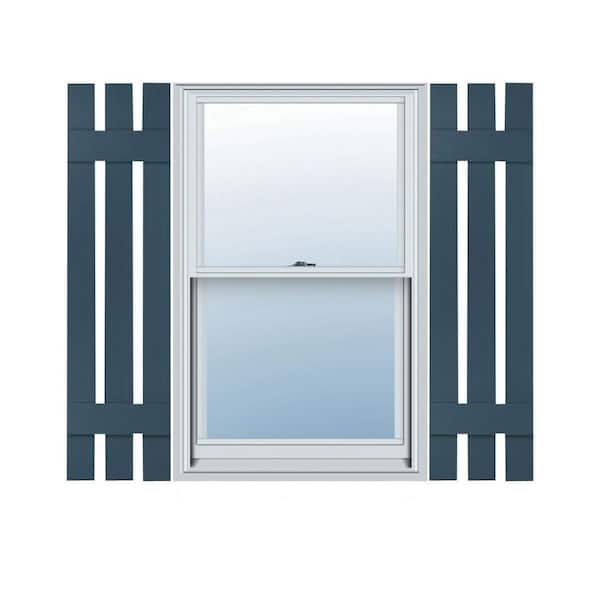 Builders Edge 12 in. W x 47 in. H Vinyl Exterior Spaced Board and Batten Shutters Pair in Classic Blue