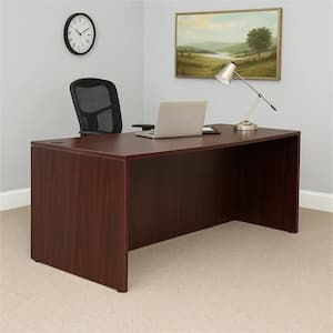 Benjara Nea 24 in. Rectangle Mahogany Red Wood Office Desk BM340741 ...