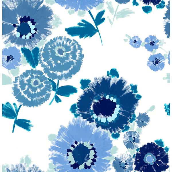 A-Street Prints Essie Blue Painterly Floral Wallpaper Sample 4081 ...