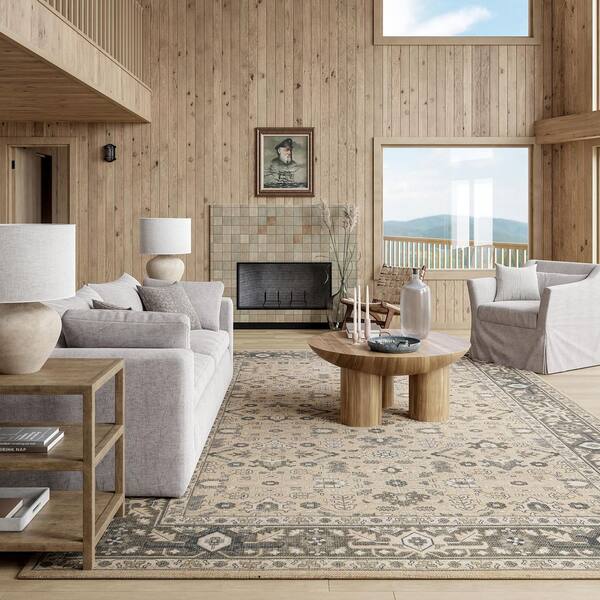 Anastasia Wool Cotton Beige 9 ft. x 12 ft. Indoor/Outdoor Patio Area Rug