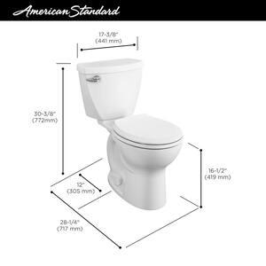 Cadet 12 in. Rough In 2-Piece 1.28 GPF Single Flush Round Toilet with Slow Close Seat in White