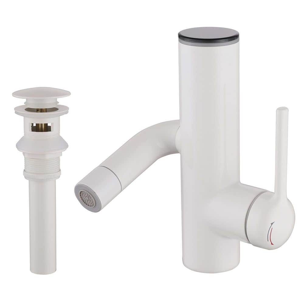 Bathroom Sink Faucet 1 Handle Single Hole Bathroom Sink Faucet with in White