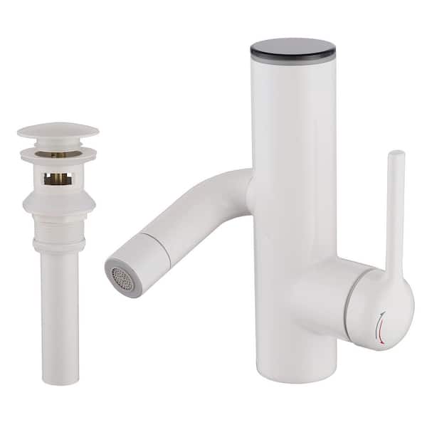 Bathroom Sink Faucet 1 Handle Single Hole Bathroom Sink Faucet with in White