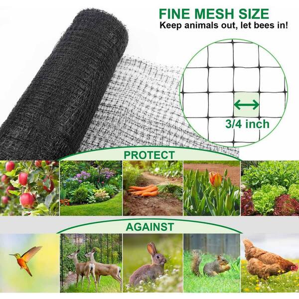Black Garden Deer Fencing Netting – 7x100 Feet Heavy Duty Mesh Animal Barrier