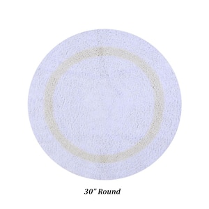 Hotel 30 in. x 30 in. White and Ivory 100% Cotton Round Bath Rug