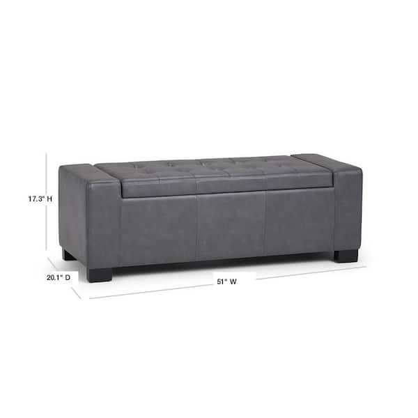 Stone Grey Faux Leather Axcot 231 G, Leather Storage Ottoman Bench