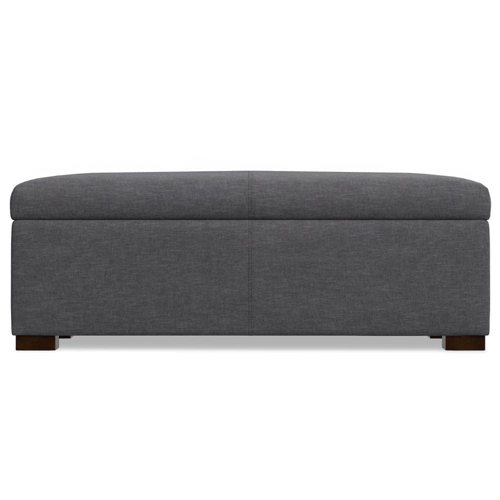 Gabbie Slate Grey Polyester Linen Storage Ottoman