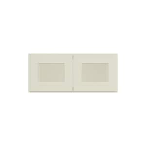 27 in. W x 12 in. D x 12 in. H in Antique White Ready to Assemble Wall Kitchen Cabinet with No Glasses