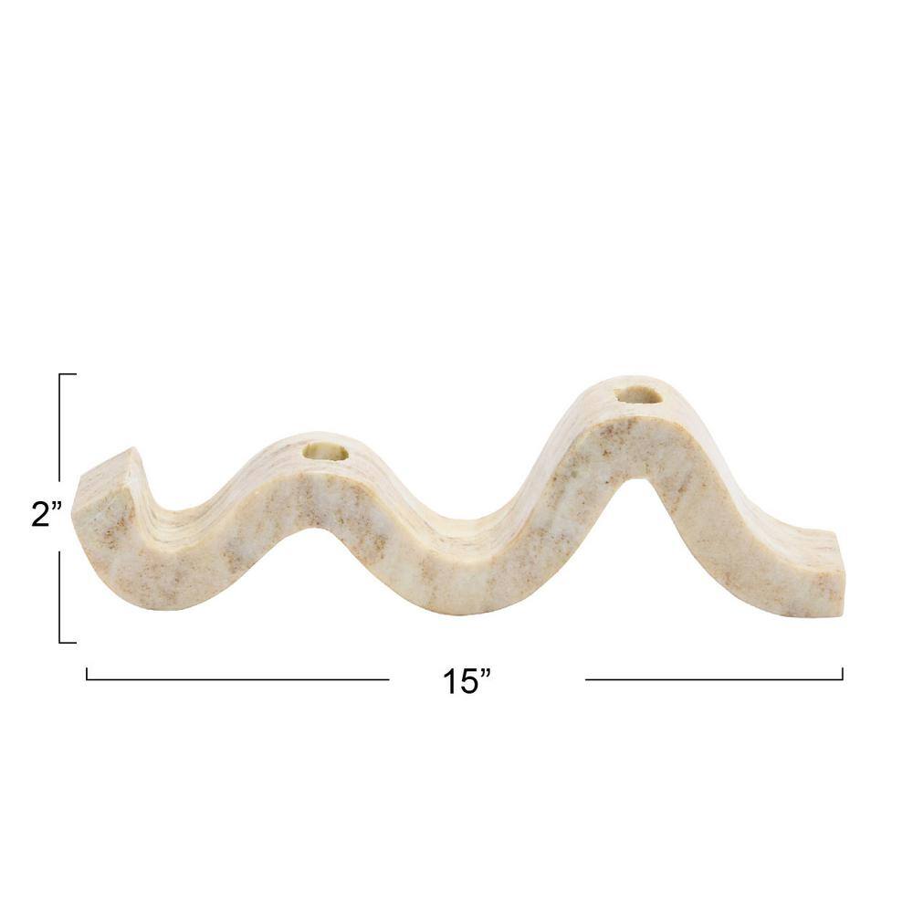 Natural Beige Marble Wave Double Taper Candle Holder