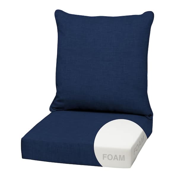 22 in x 24 in 2-Piece Foam Deep Seating Outdoor Lounge Chair Cushion in Sapphire Blue Leala