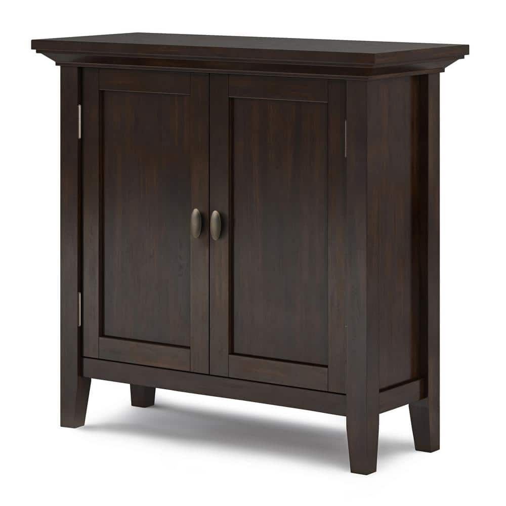 Brunette Brown Solid Wood Office Storage Cabinet with Adjustable Shelving