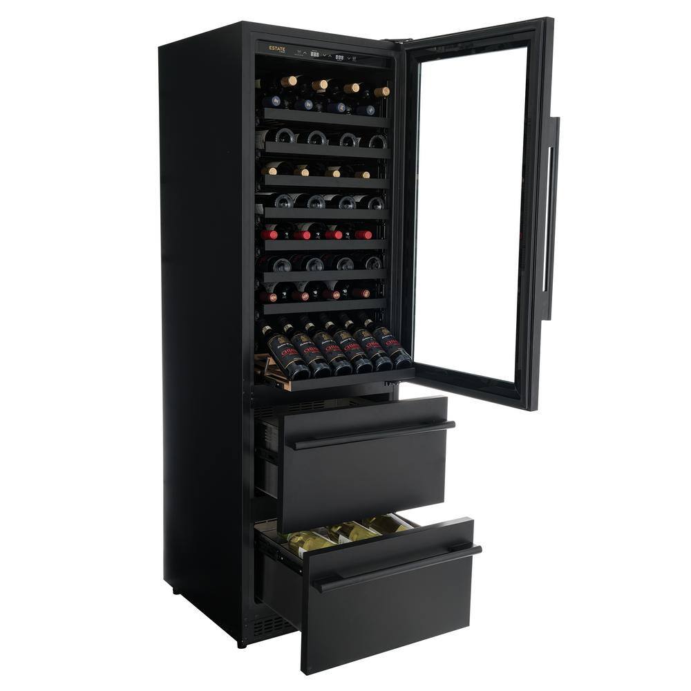Estate 24" Black Stainless Steel Dual Zone Wine and Beverage Fridge