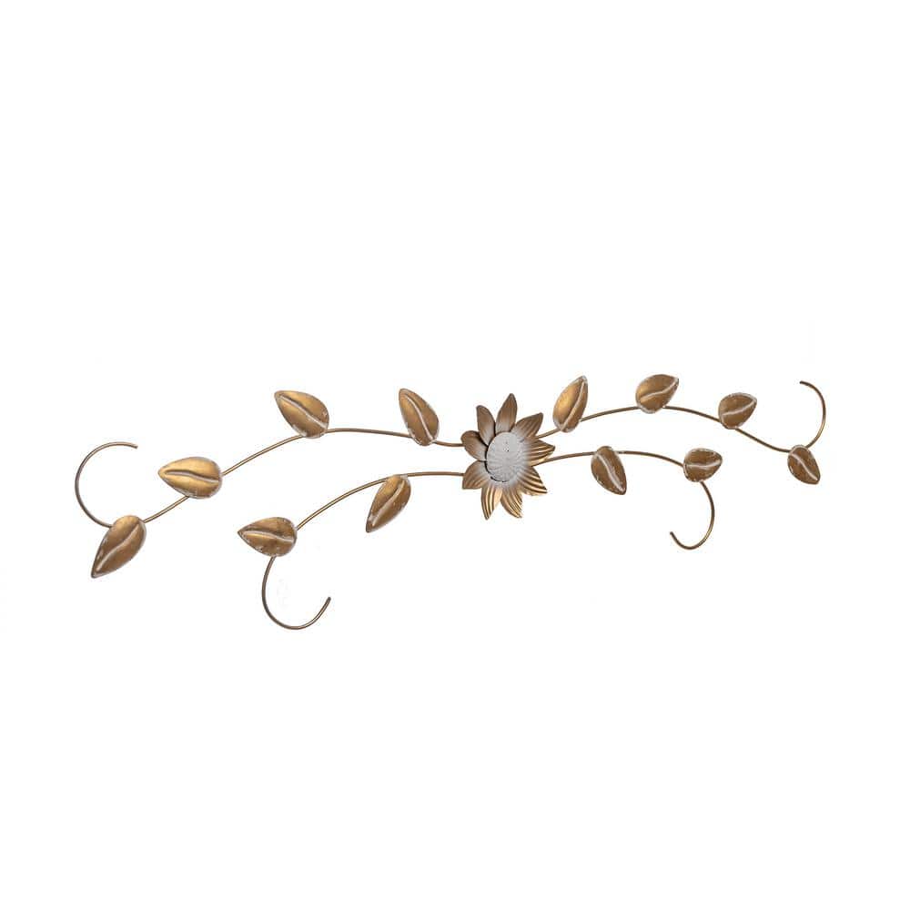 Keyes Gold and White Floral Metal Wall Art, 39.5 in
