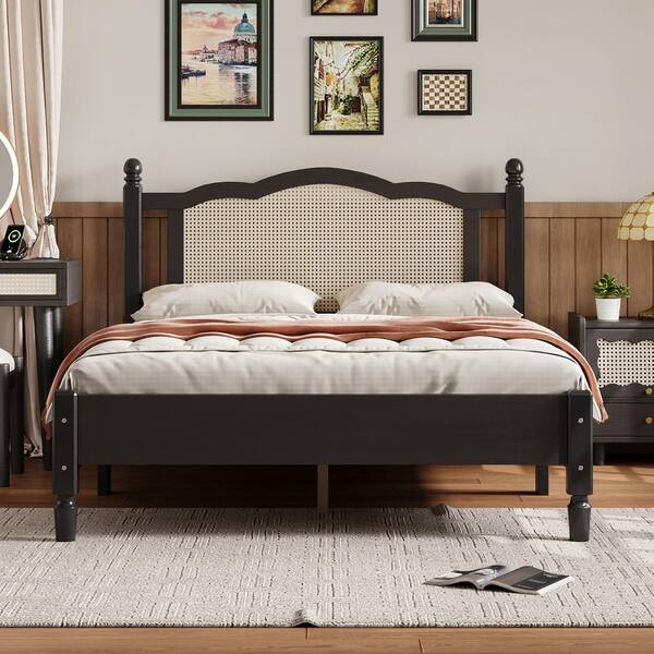 Harper & Bright Designs Black Wood Frame Full Size Vintage