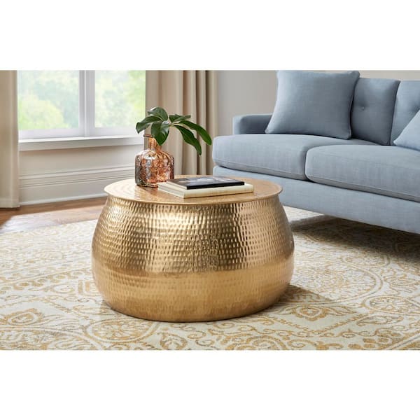 Home Decorators Collection Calluna 31, 30 Inch Round Coffee Table Gold