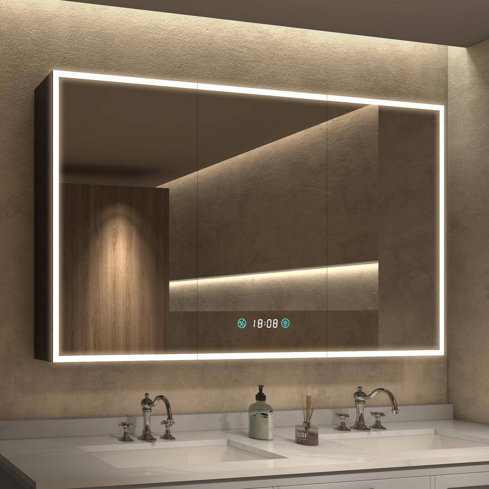 60 in. W x 36 in. H Large Rectangular Aluminum Dimmable Flowing LED Light Surface Mount Medicine Cabinet with Mirror price history on PriceWatchPro