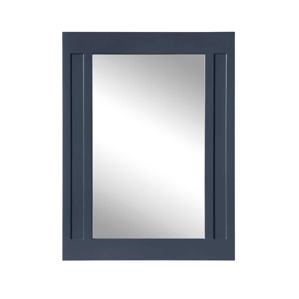 Midnight Blue Rectangular Wood Framed Bathroom Vanity Mirror