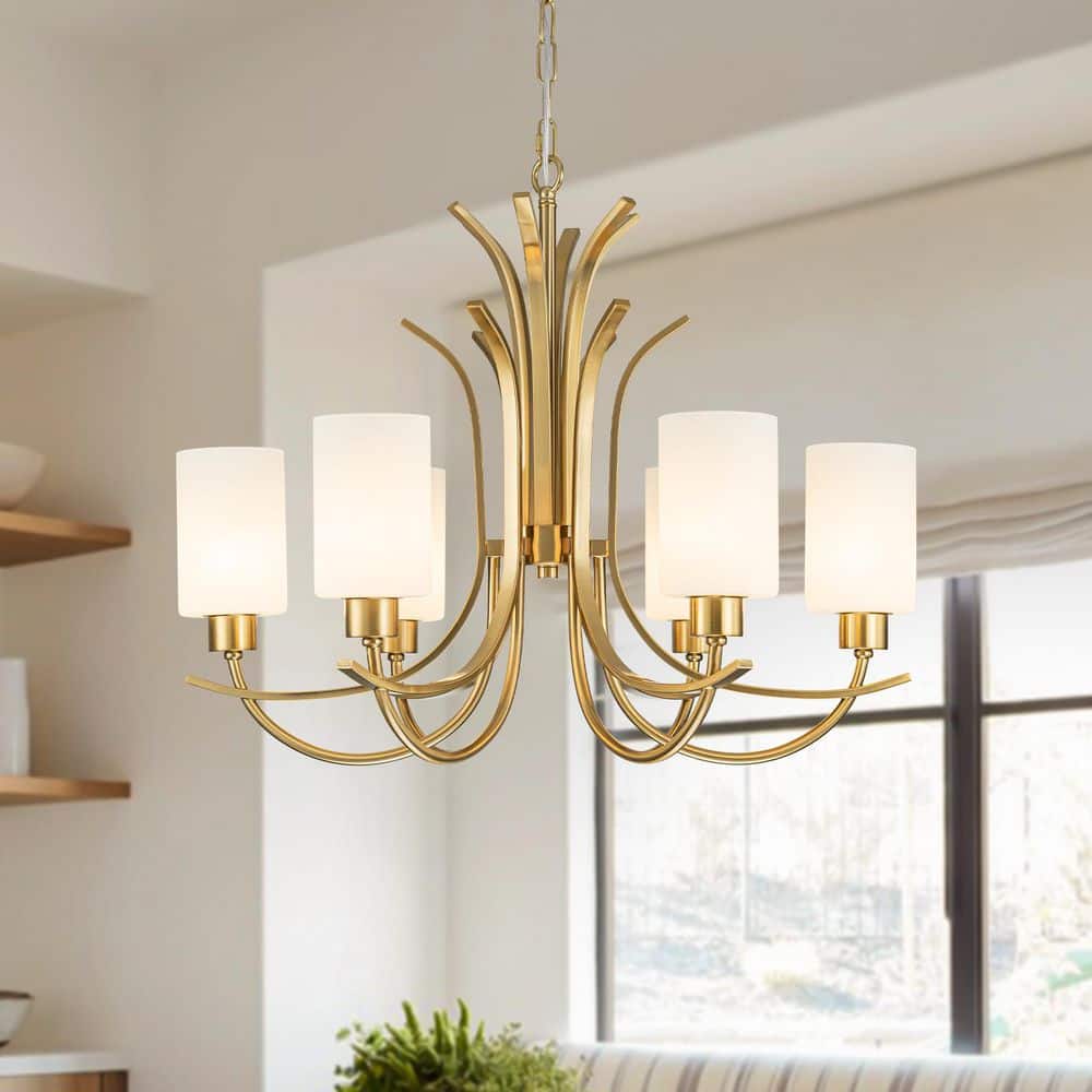 6-Light Antique Brass Farmhouse Chandelier Modern Industrial lighting fixtures Mid-Century Pendant Light price history on PriceWatchPro
