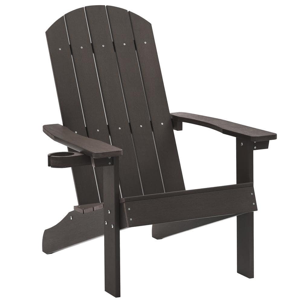 HIPS Plastic Adirondack Chair with Cup Holder, Weather Resistant, Patio Out