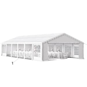 20 ft. x 40 ft. Outdoor Wedding Party Canopy Tent in White with Galvanized Frame and Side Walls