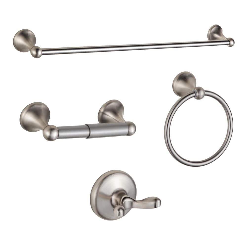 4-Piece Bathroom Hardware Set with Adjustable Towel Bar, Towel Ring, Toilet Paper Holder, Robe Hook in Brushed Nickel price history on PriceWatchPro
