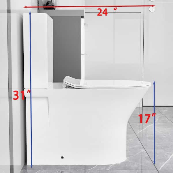 Y・و・T Yingze Rear Outlet 2-Piece 1.1/1.6 GPF Dual Flush Round Toilet in