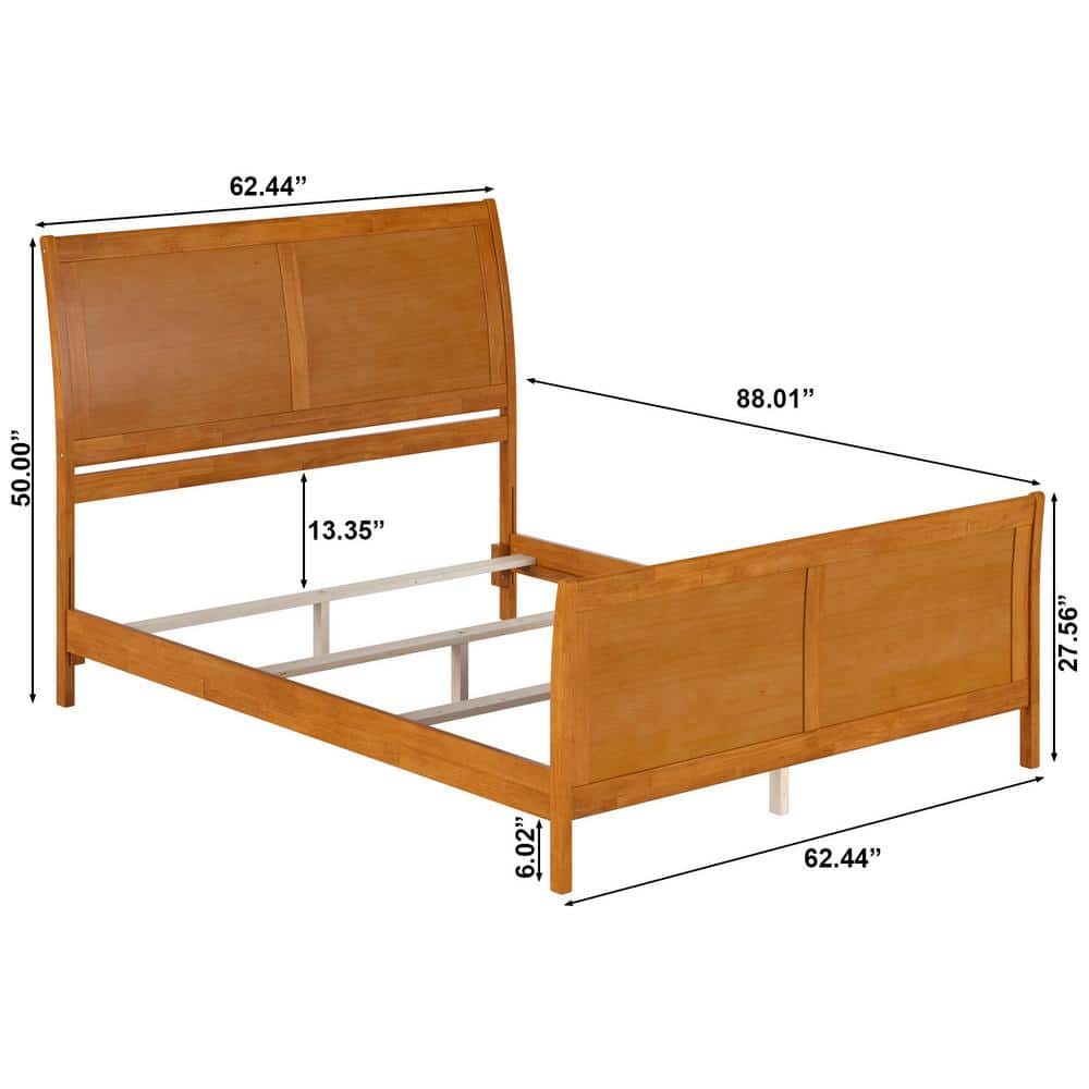 Portland Queen Light Toffee Wood Sleigh Bed Frame