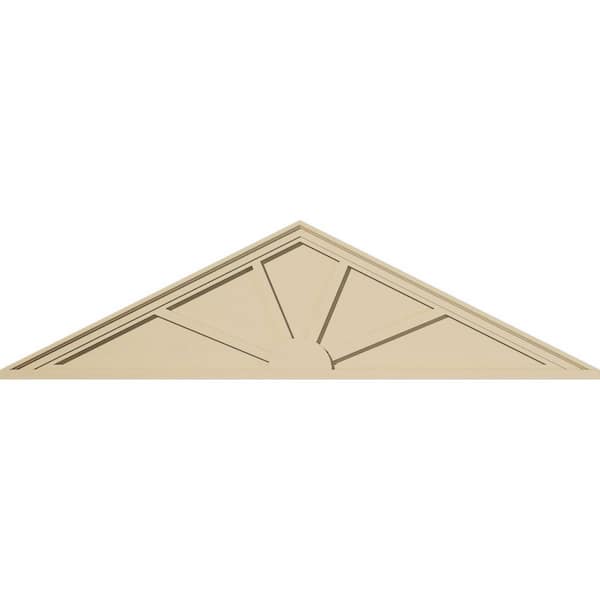 Ekena Millwork 64-in W x 17-in H x 2-in P (Pitch 6/12) Peaked Cap 4-SpokeSignature Urethane Pediment, Primed Tan