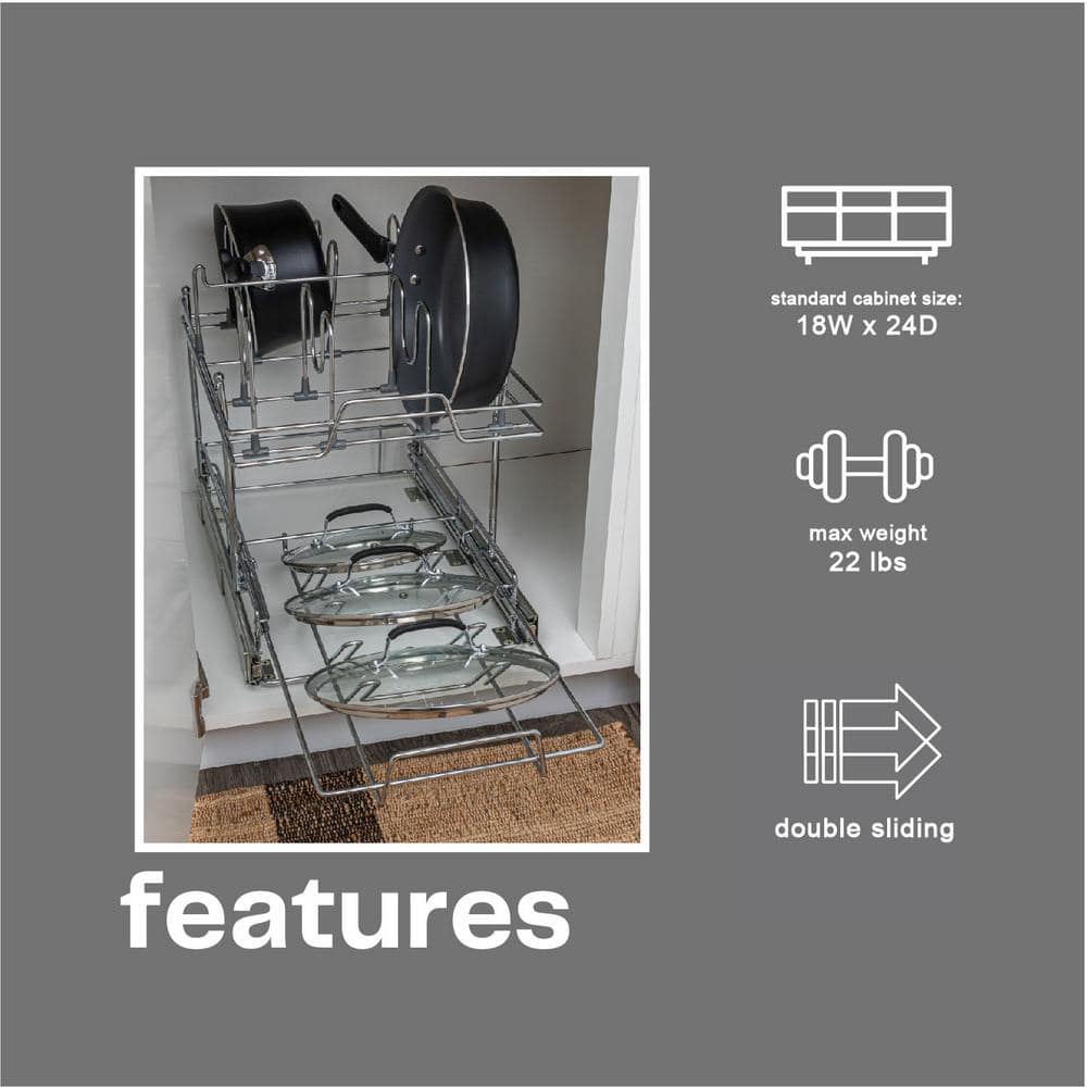 Chrome-Plated Steel 2-Tier Pull-Out Kitchen Organizer