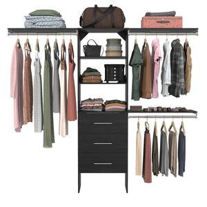 Style+ 73.1 in W - 121.1 in W Noir Modern Style Basic Plus Wood Closet System Kit