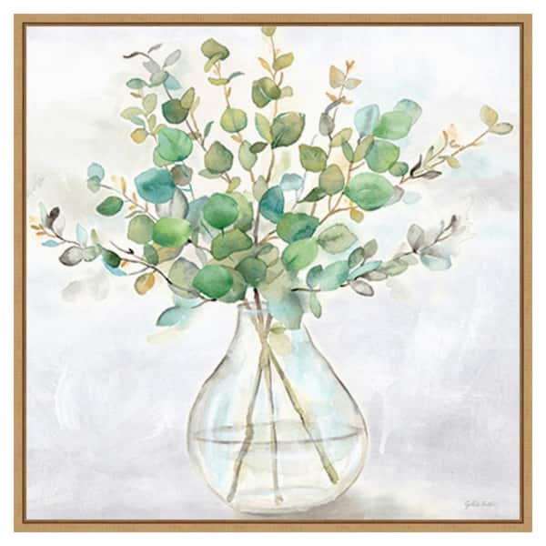 Eucalyptus Vase II by Cynthia Coulter 30 in. W x 30 in. H. Canvas Wall Art Print Framed in Brown