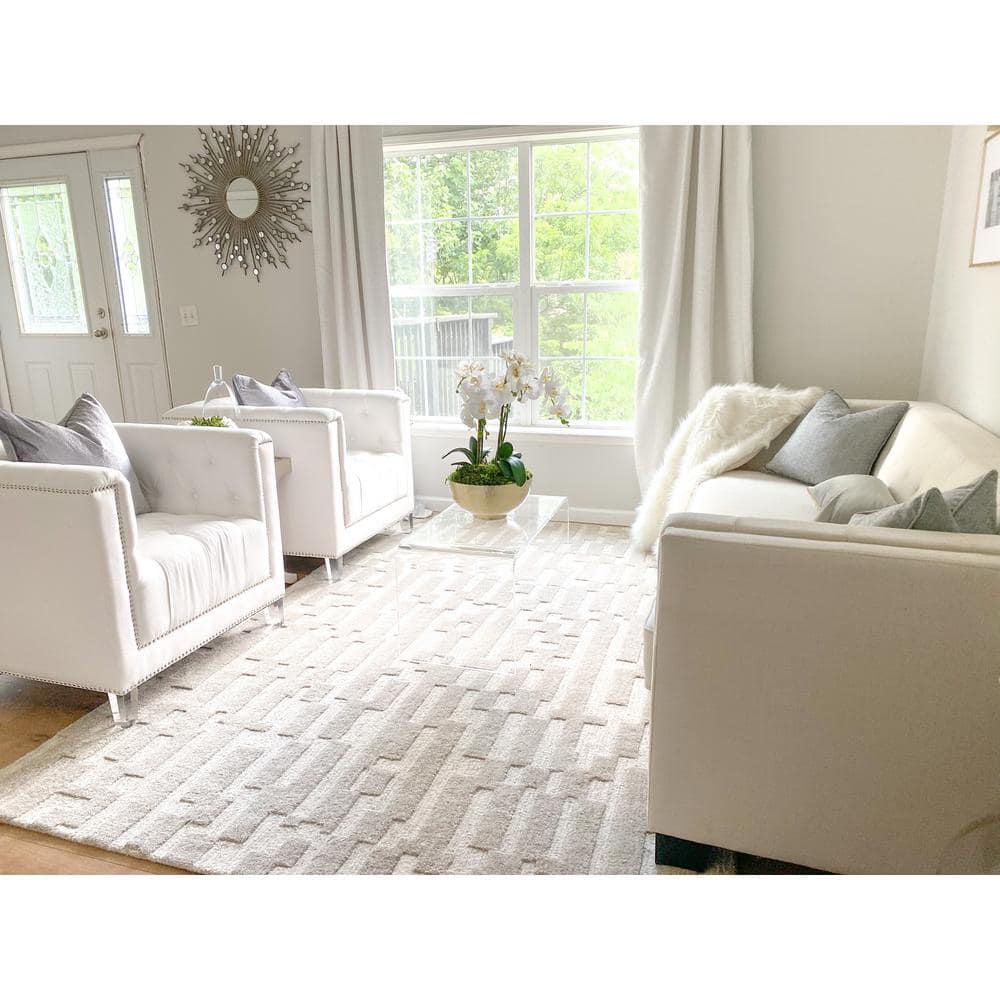 White Tufted Acrylic Barrel Accent Chair with Nailhead Trim
