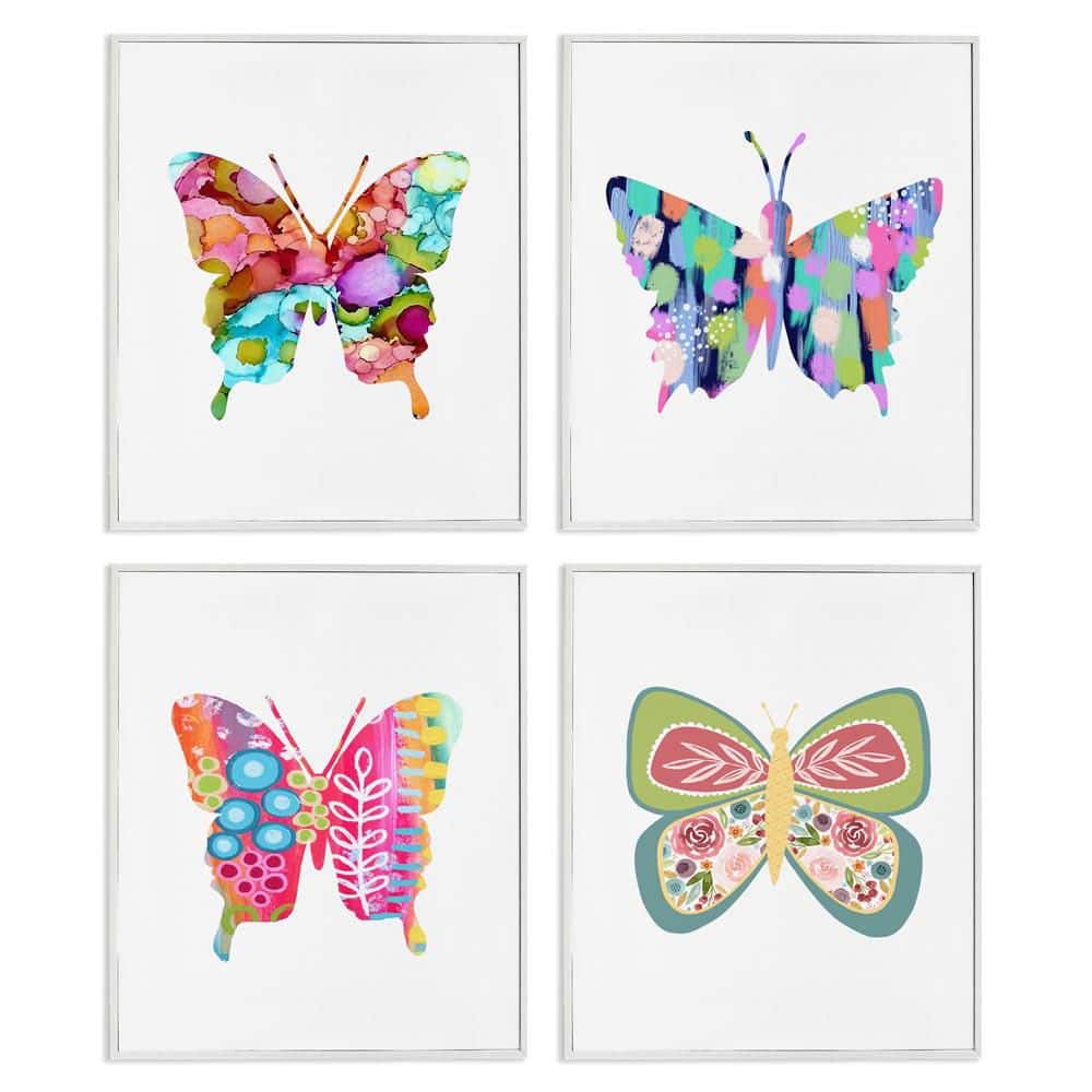 Bold Patterned Butterflies by Lisa Nohren 4-Pieces White Framed Animal Giclee Art Print 20 in. x 16 in. price history on PriceWatchPro