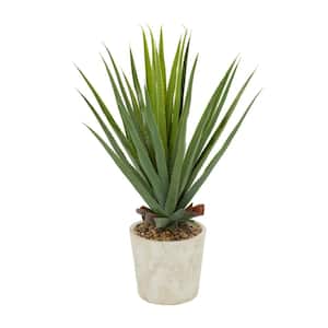 37 in. H Agave Artificial Plant with Realistic Leaves and Beige Ceramic Pot