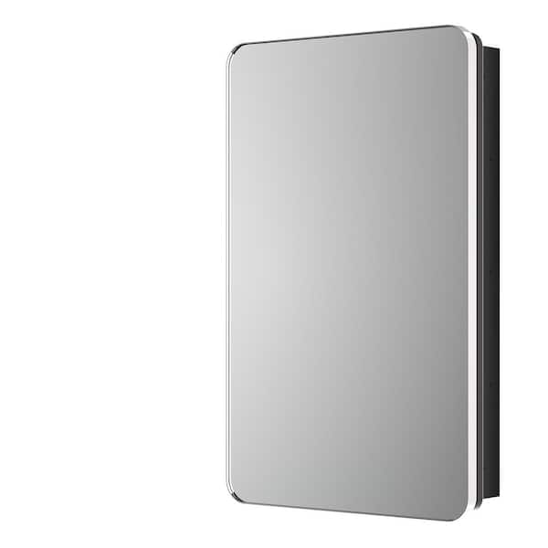 20 in. W x 32 in. H Rectangular Chrome Stainless Steels Framed Recessed/Surface Mount Medicine Cabinet with Mirror