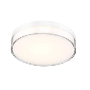 Vantage 7 in. 1-Light White Integrated LED Flush Mount with Acrylic Shade