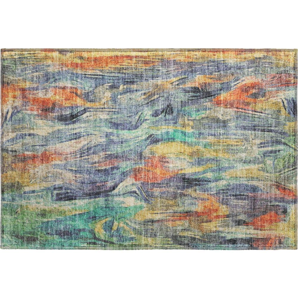 Mayfield Premium Machine Washable Abstract AMF2269 Denim 2 ft. x 3 ft. Accent Rug price history on PriceWatchPro