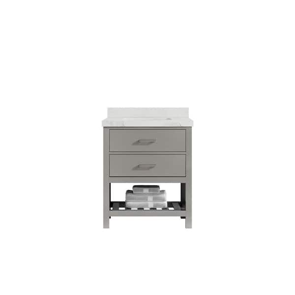 Willow Collections Parker 30 in. W x 22 in. D x 36 in. H Bath Vanity in Elephant Gray with 2 in. Calacatta Nuvo Top