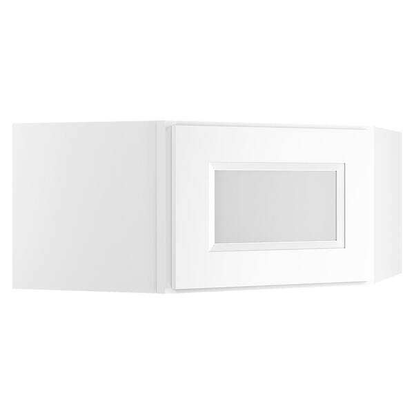 HOMEIBRO 24 in. x 12 in. x 12 in. Traditional White Plywood Wall Diagonal Shaker Style Stock Corner Kitchen Cabinet