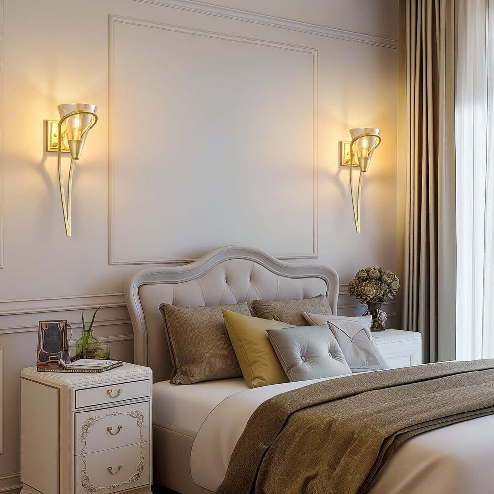 Home Lighting 18.89 in. 1-Light Gold Modern Torch Decorative Wall Sconce for Bedroom Bathroom price history on PriceWatchPro