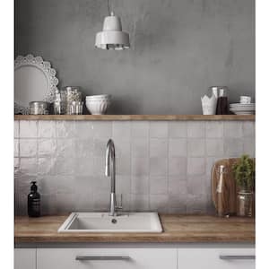 Gray 4 in. x 4 in. Polished and Honed Ceramic Mosaic Tile Sample