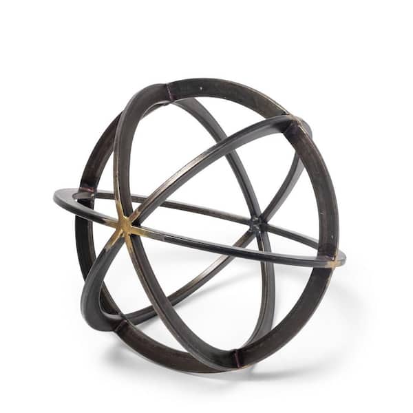 HomeRoots 9 in. Black Metal Circular Decorative Object