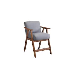 31.25 in. Gray and Brown Low Back Wood Frame Bar Stool with Fabric Seat